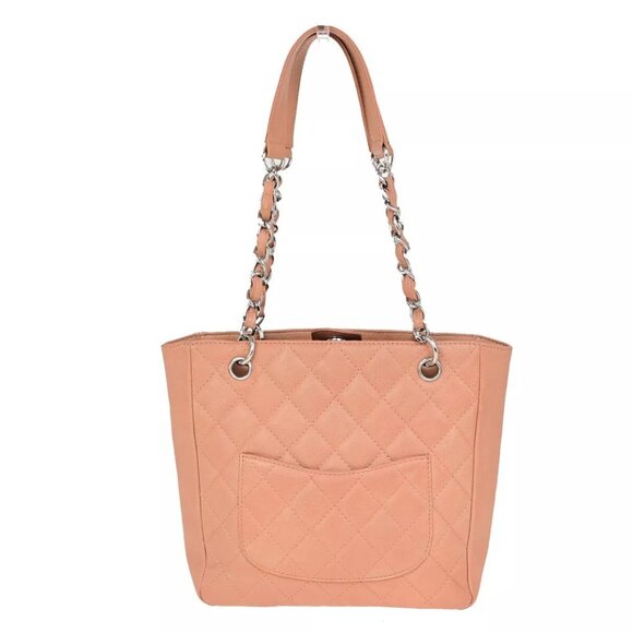 CHANEL CC PST Chain Shoulder Bag Grained Calfskin Leather Pink authentic - Picture 1 of 16
